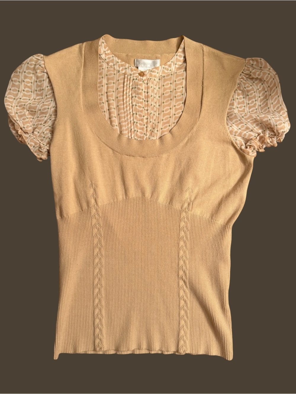 Vintage Worthington Y2K Silk Blend Mixed Media Top